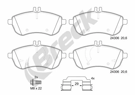 Гальмівні колодки Breck 243060070110 ціна, від 35.23 USD