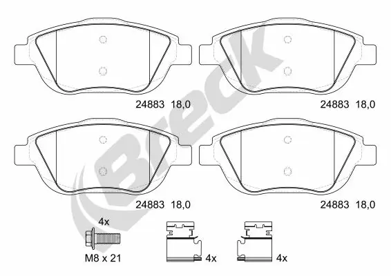 Гальмівні колодки Breck 248830070200 ціна, від 40.54 USD