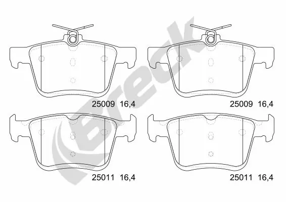 Задні гальмівні колодки Breck 250090070400 ціна, від 43.73 USD