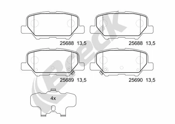 Задні гальмівні колодки Breck 256880070200 ціна, від 19.54 USD