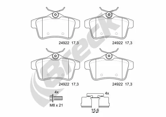 Задні гальмівні колодки Breck 249220070400 ціна, від 27.51 USD