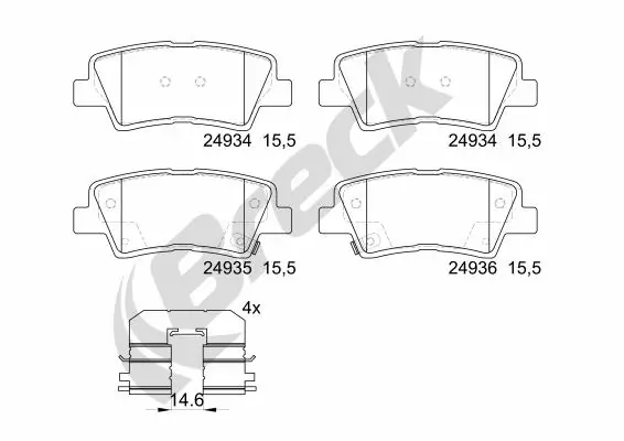 Задні гальмівні колодки Breck 249340070200 ціна, від 17.47 USD