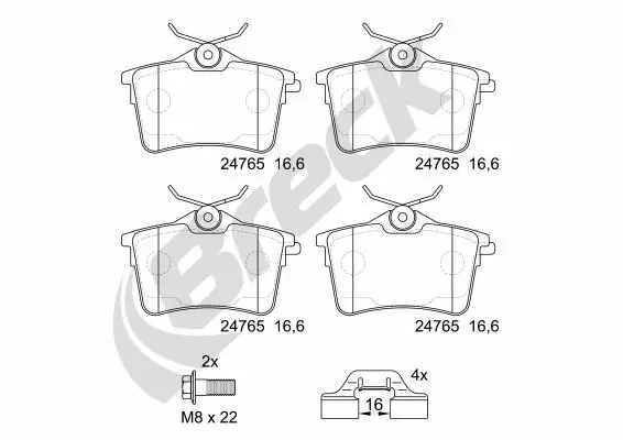 Задні гальмівні колодки Breck 247650070400 ціна, від 21.57 USD