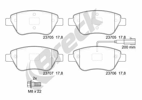 Гальмівні колодки Breck 237050070110 ціна, від 21.63 USD