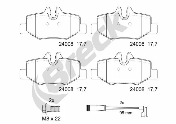 Задні гальмівні колодки Breck 240080070300 ціна, від 18.57 USD