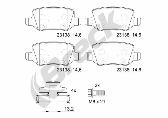 Задні гальмівні колодки Breck 231380070400 ціна, від 16.10 USD