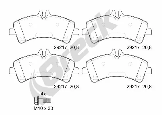Задні гальмівні колодки Breck 292170070300 ціна, від 17.26 USD