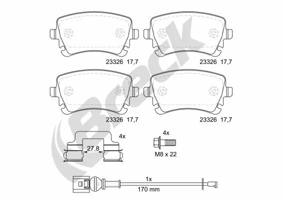 Задні гальмівні колодки Breck 233260070210 ціна, від 22.88 USD