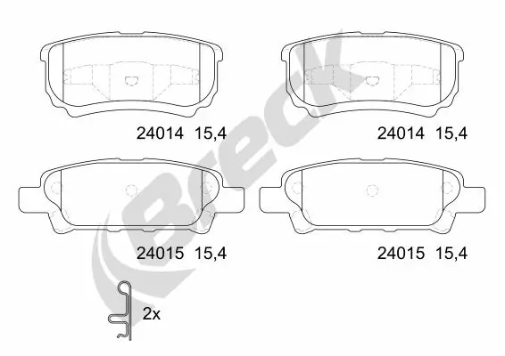 Задні гальмівні колодки Breck 240140070210 ціна, від 19.09 USD