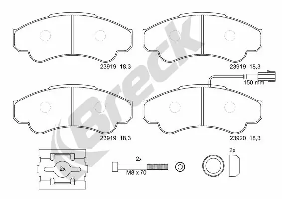 Гальмівні колодки Breck 239190070310 ціна, від 22.38 USD