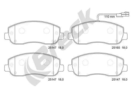 Гальмівні колодки Breck 251470070310 ціна, від 24.19 USD