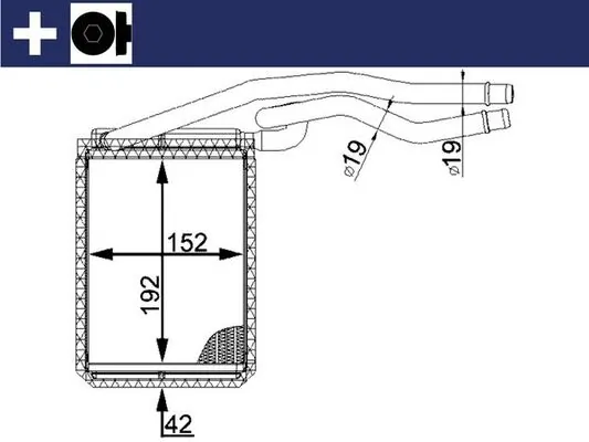 AH22000S Mahle Original Радіатор опалювача салону