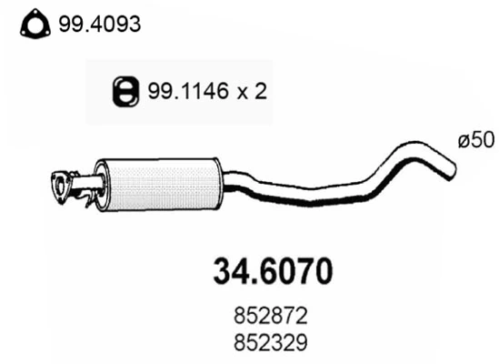 852329 Opel Середній глушник