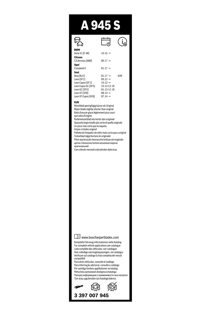 3397007945 Bosch Склоочисники лобового скла