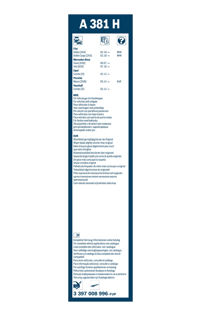 3397008996 Bosch Щітка склоочисника задня