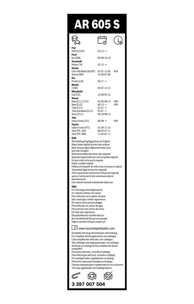 3397007504 Bosch Склоочисники лобового скла