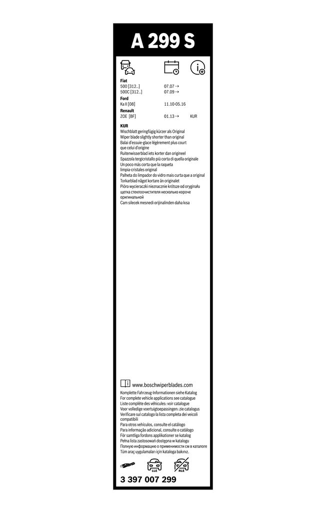 Щітки склоочисника 3397007299 Bosch