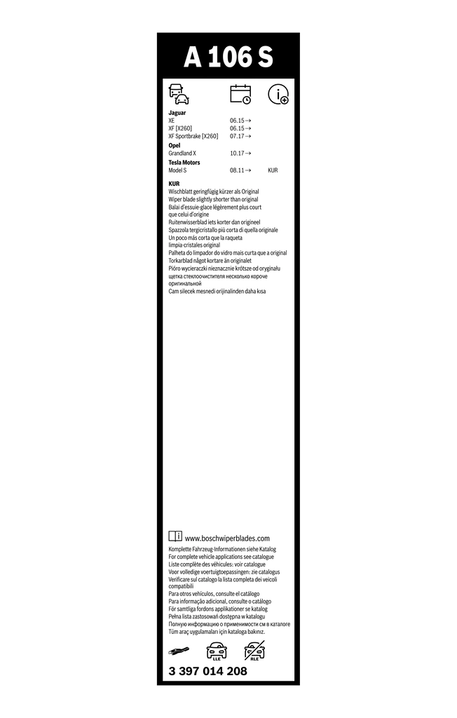 Щітка-двірник лобового скла, комплект з 2-х шт. Bosch 3397014208 ціна, від 27.42 USD