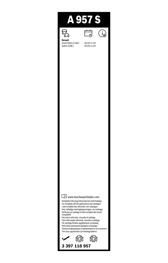 Щітка-двірник лобового скла, комплект з 2-х шт. Bosch 3397118957 ціна, від 23.70 USD