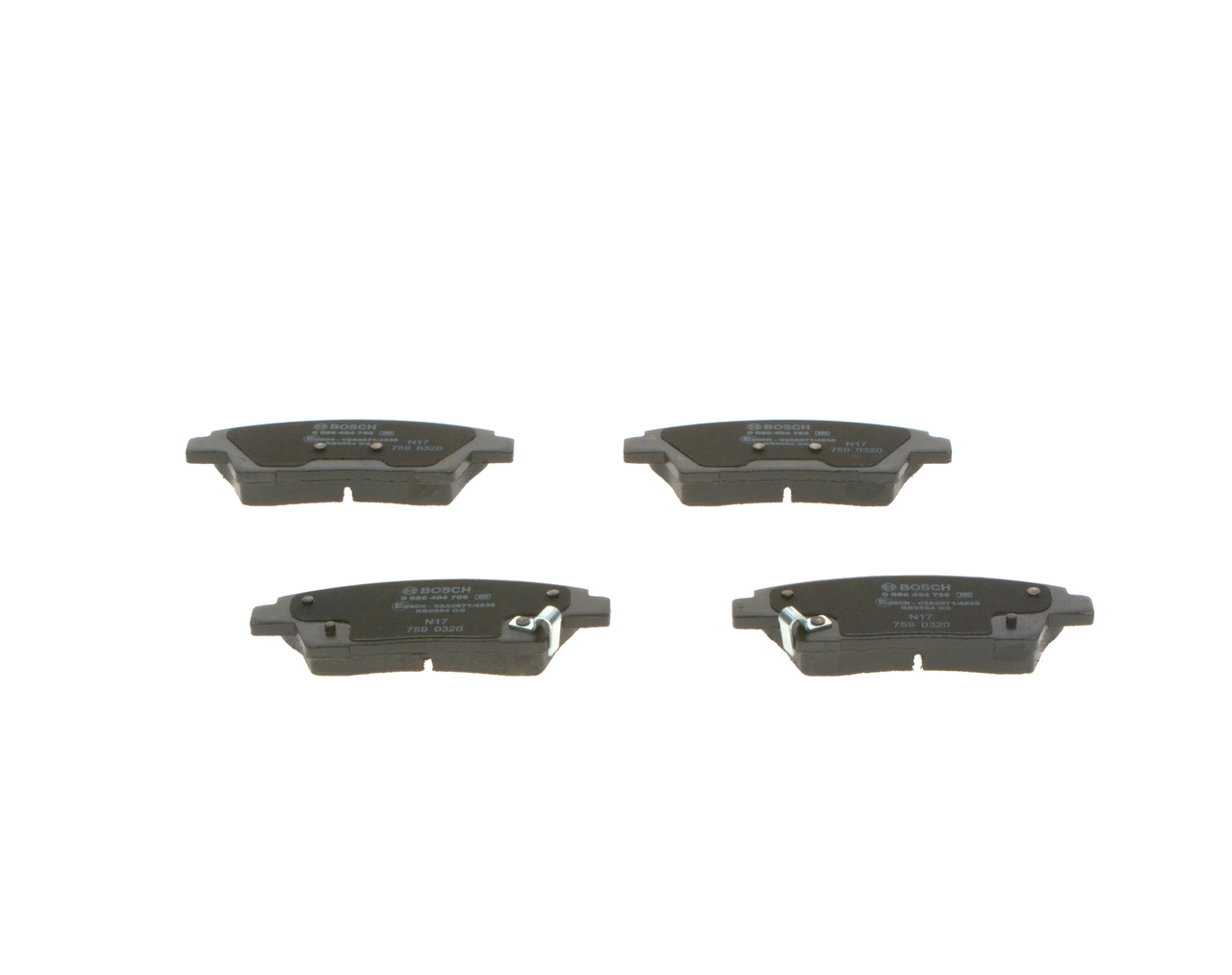 0986494766 Bosch Колодки гальмівні задні, дискові
