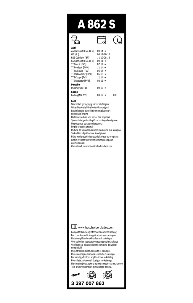 Щітки склоочисника 3397007862 Bosch