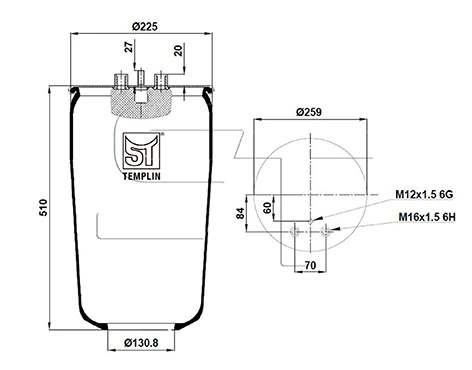 Пневмоподушка/пневморессора моста Blacktech RML75993