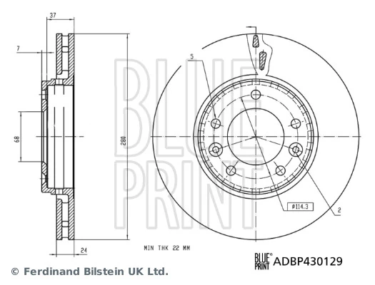 Диск переднього гальма Blue Print ADBP430129 ціна, від 63.18 USD