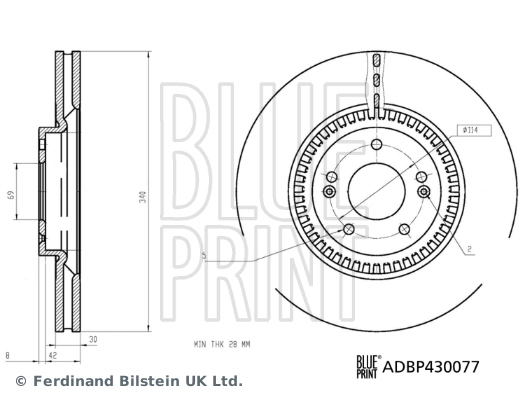 Диск переднього гальма Blue Print ADBP430077 ціна, від 86.87 USD