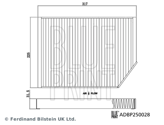 Фільтр повітряний обігрівача Blue Print ADBP250028 ціна, від 21.11 USD