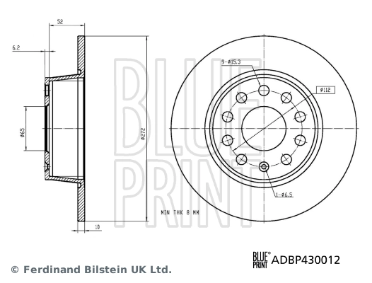 Задні дискові гальма Blue Print ADBP430012 ціна, від 30.57 USD