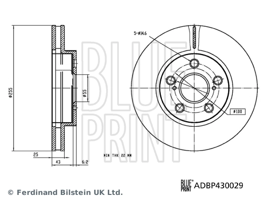 Диск переднього гальма Blue Print ADBP430029 ціна, від 41.41 USD