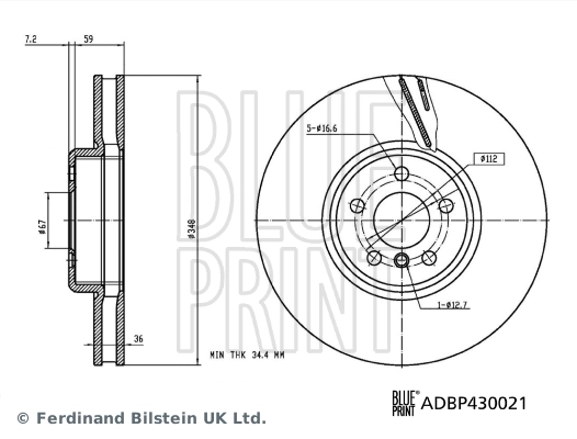 Диск переднього гальма Blue Print ADBP430021 ціна, від 117.10 USD