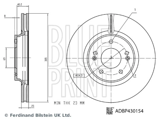 Диск переднього гальма Blue Print ADBP430154 ціна, від 59.49 USD