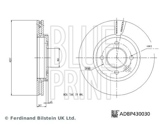 Диск переднього гальма Blue Print ADBP430030 ціна, від 30.92 USD