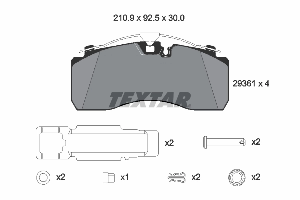 2936101 Textar Передні гальмівні колодки