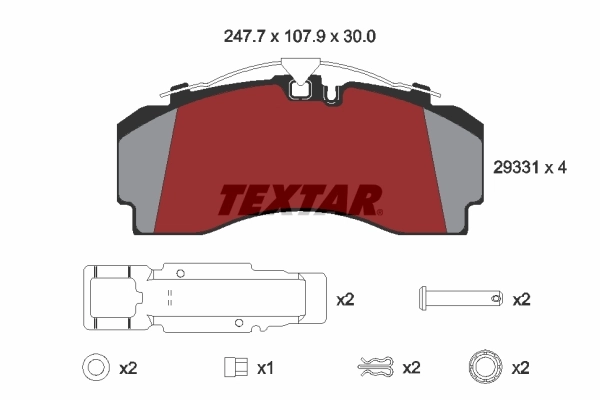 2933101 Textar Передні гальмівні колодки