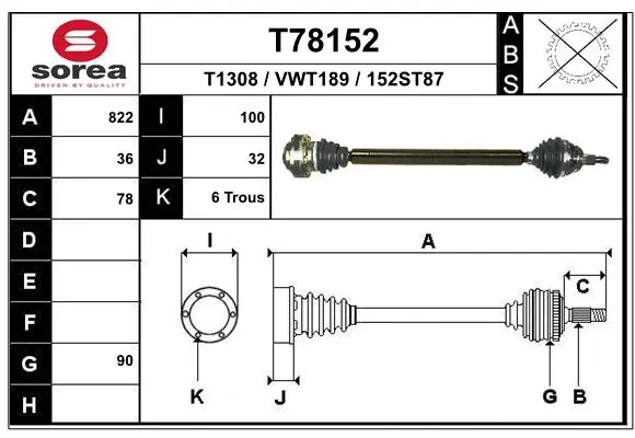 Піввісь передня, права Magneti Marelli TDS0004 ціна, від 76.34 USD