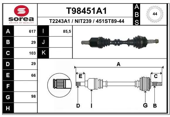 Купити TDS0212 Magneti Marelli Ліва піввісь