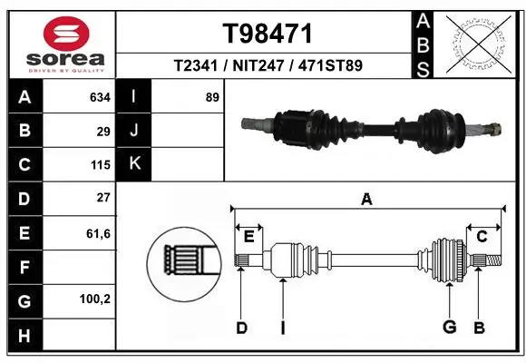 Купити Піввісь (привід) передня Nissan Navara NP300 III D40