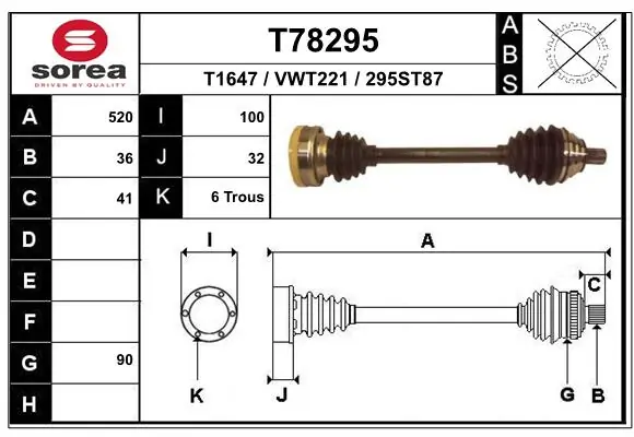 Ліва піввісь T78295 Polcar