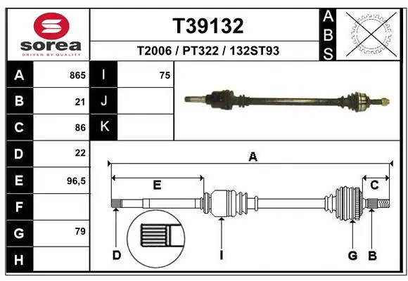 Піввісь передня, права Peugeot 208 I хетчбек (CA, CC) (2012 - 2021) ціна, від 69.92 USD