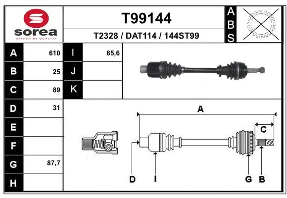 TDS0253 Magneti Marelli Привід передній правий