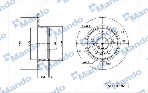 Диск гальмівний задній Toko cars CJ4283
