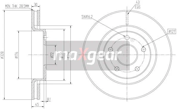 192323 Maxgear Гальмо дискове переднє