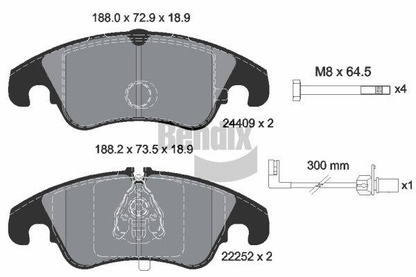 302496 VALEO Передні гальмівні колодки