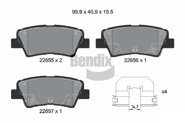 Задні гальмівні колодки Hyundai Sonata VII седан (LF) (2014 - 2023) ціна, від 15.28 USD