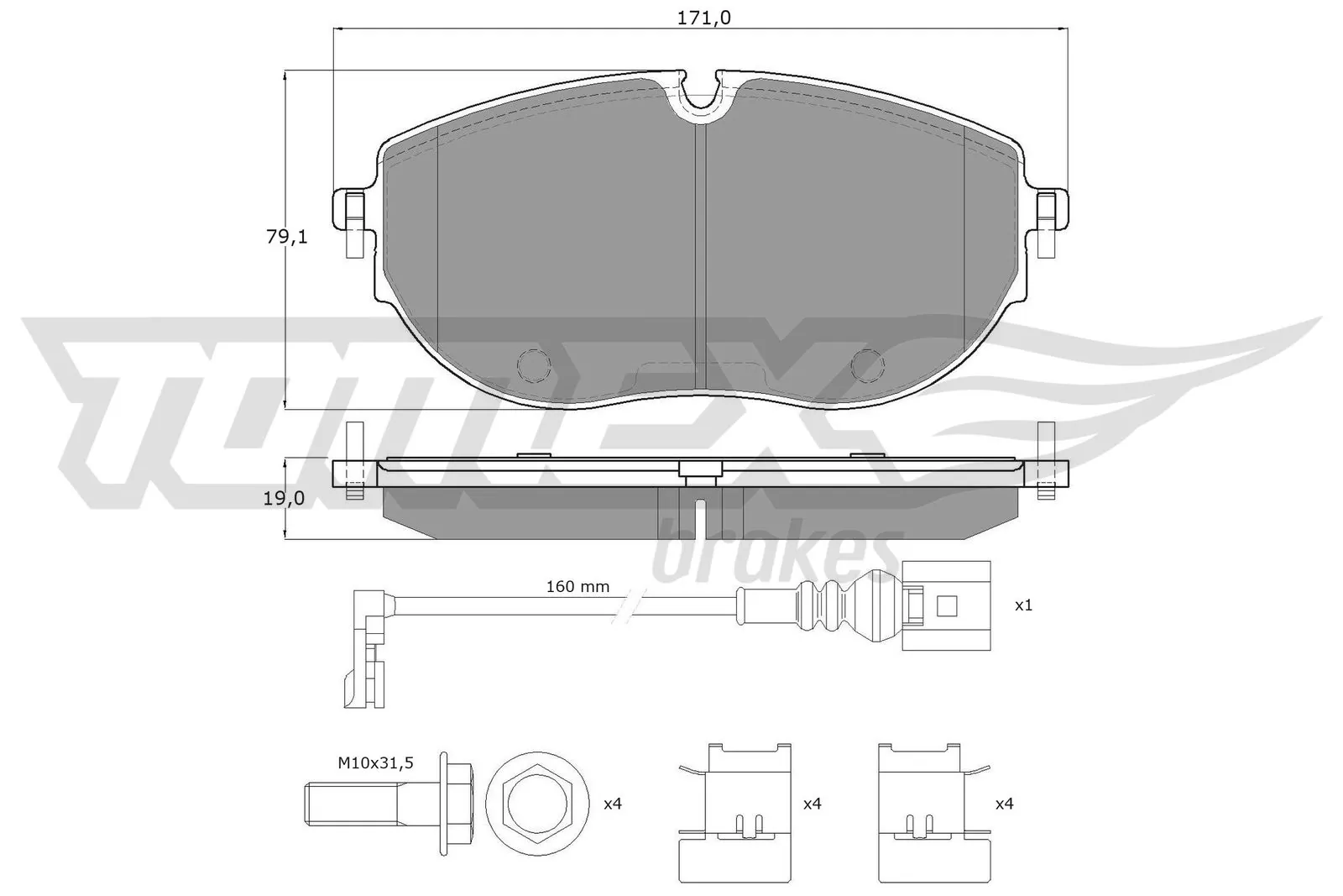Передні гальмівні колодки на Volkswagen Transporter T6 SGA, SGH, SHA, SHH