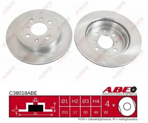 Диск переднього гальма ABE C38018ABE ціна, від 21.39 USD