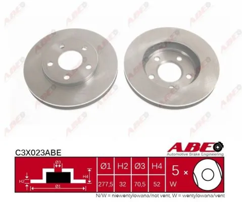 Диск переднього гальма ABE C3X023ABE ціна, від 31.55 USD