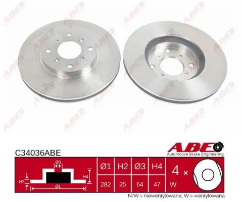 Диск переднього гальма ABE C34036ABE ціна, від 30.36 USD